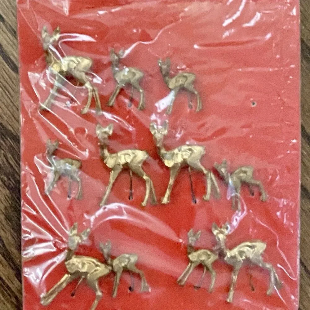 Vintage Merri Craft Gold Color Deer Fawn Decorating DIY Craft Christmas Minis